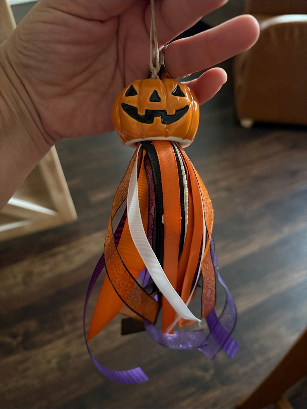 Halloween Pumpkin Ribbon Tassel Ornament - Orange from crackle barrel